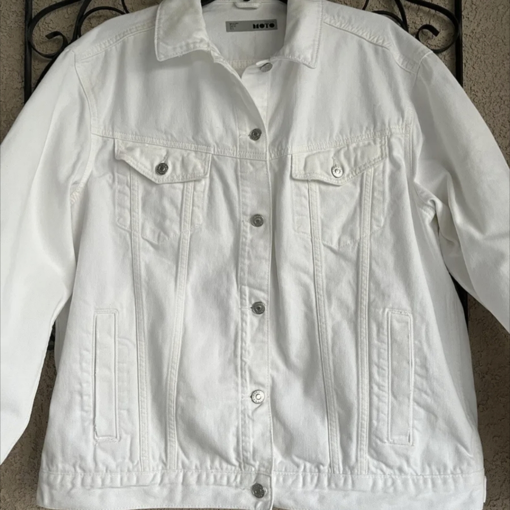 White Denim Moto Top Shop Jacket